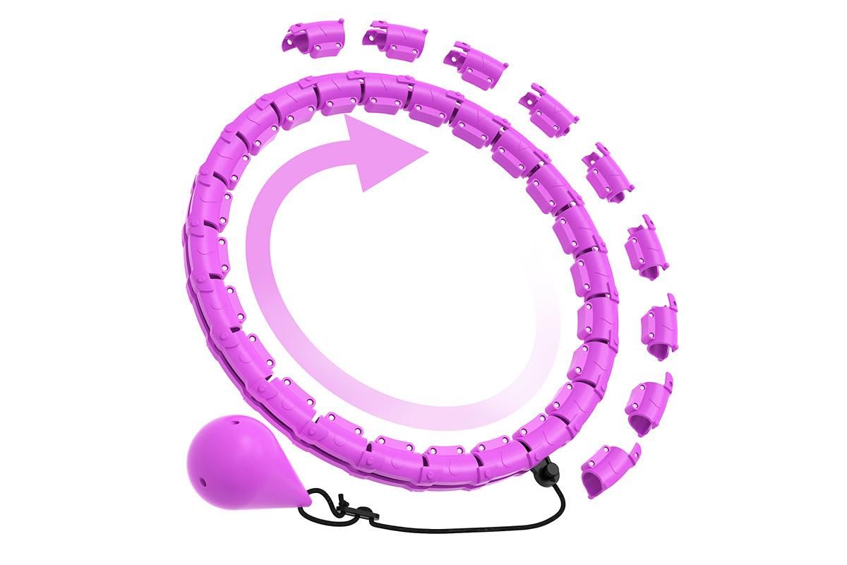 32 Section Weighted Hula Hoop with Massage Rollers - Purple - Image 2