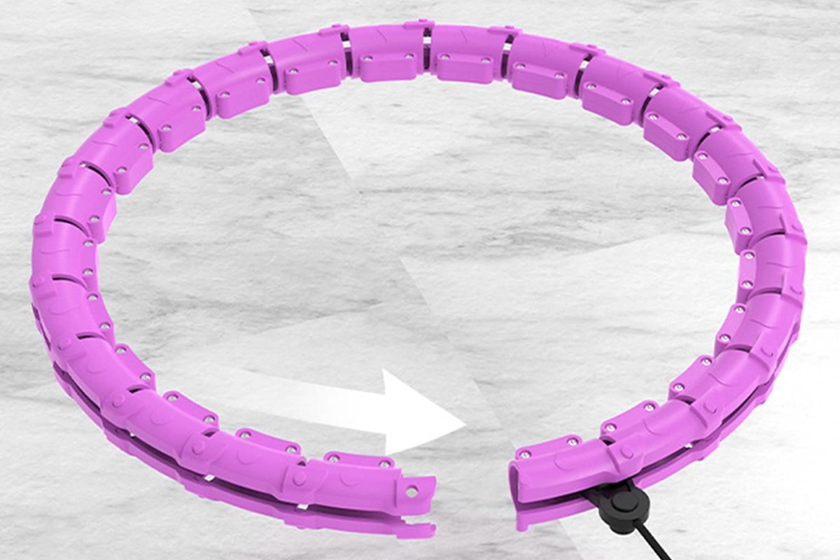 32 Section Weighted Hula Hoop with Massage Rollers - Purple - Image 4
