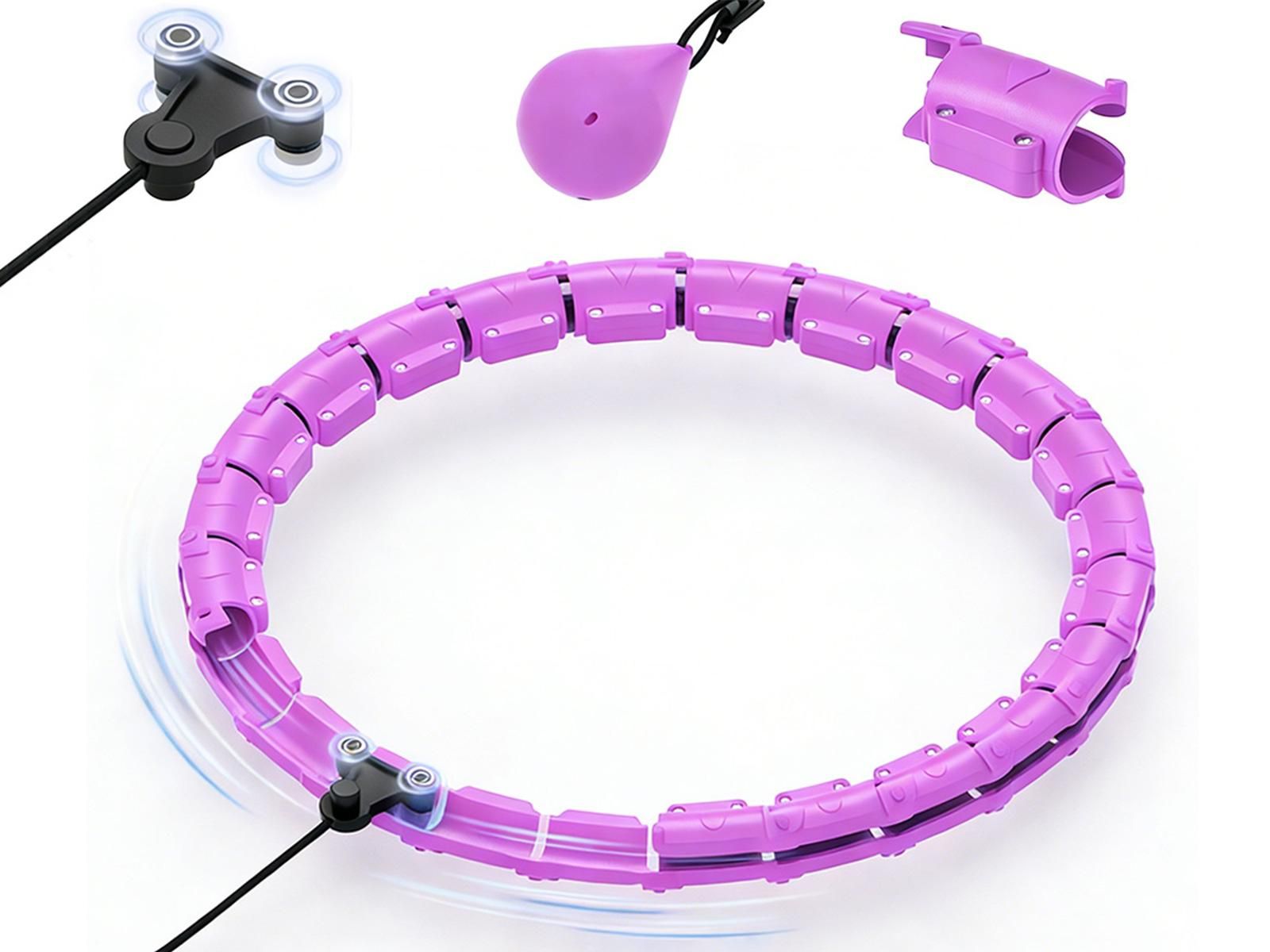 32 Section Weighted Hula Hoop with Massage Rollers - Purple - Image 7