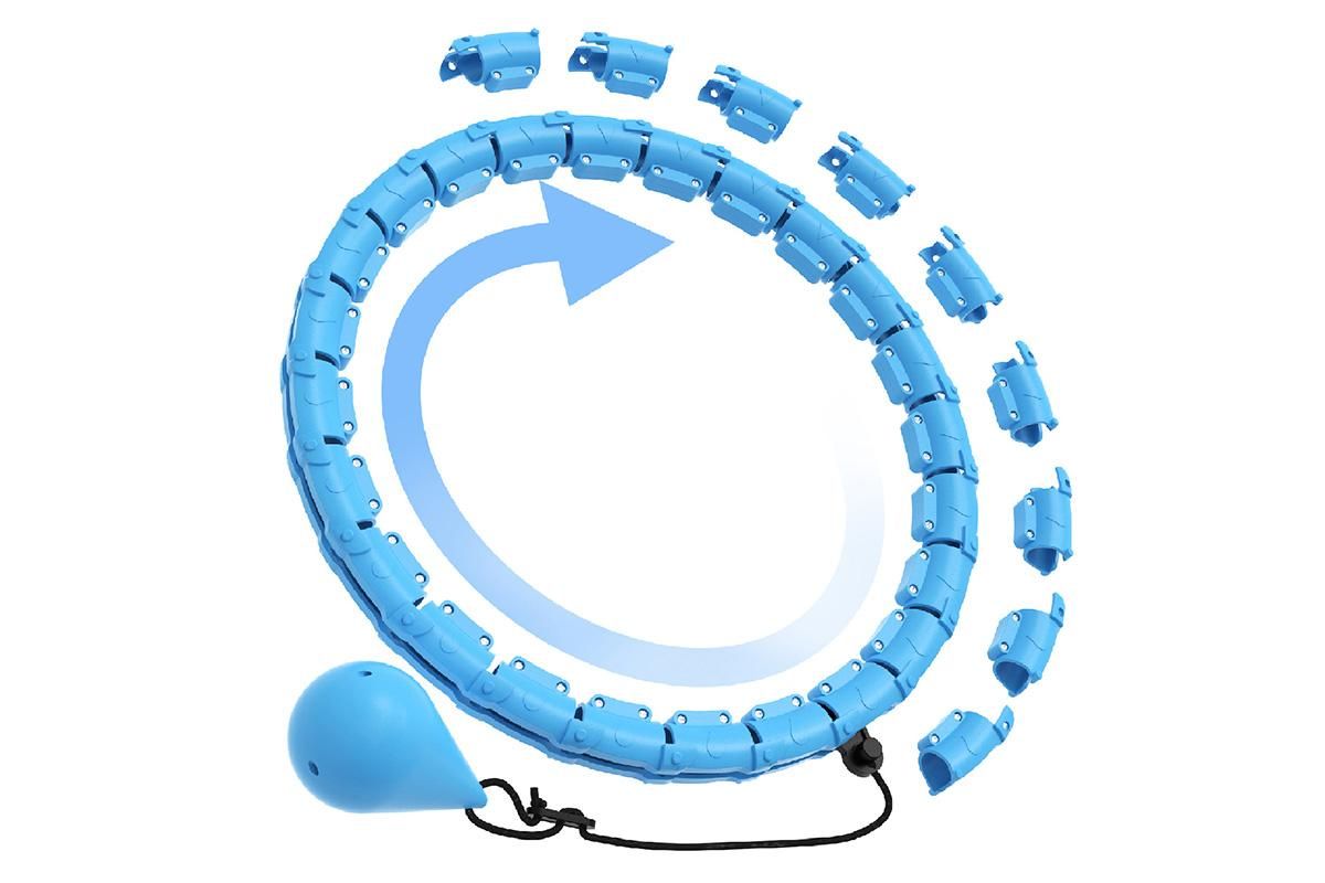 32 Section Weighted Hula Hoop with Massage Rollers - Blue - Image 2