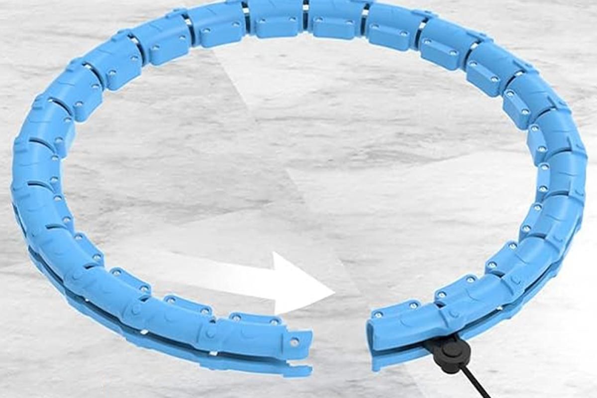 32 Section Weighted Hula Hoop with Massage Rollers - Blue - Image 4