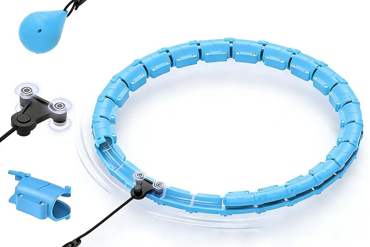 32 Section Weighted Hula Hoop with Massage Rollers - Blue - Image 7