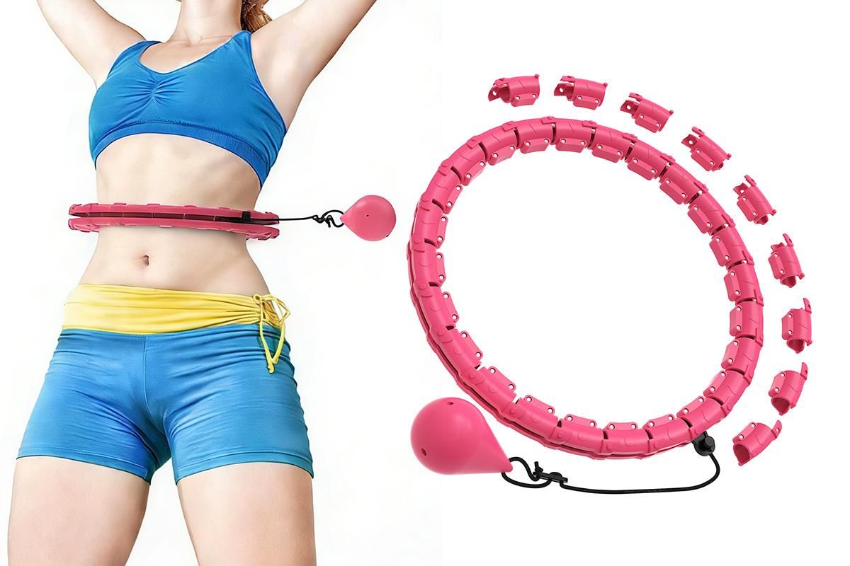 32 Section Weighted Hula Hoop with Massage Rollers - Blue - Image 8