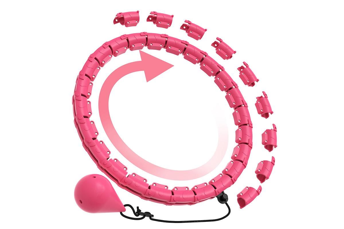 32 Section Weighted Hula Hoop with Massage Rollers - Pink - Image 2