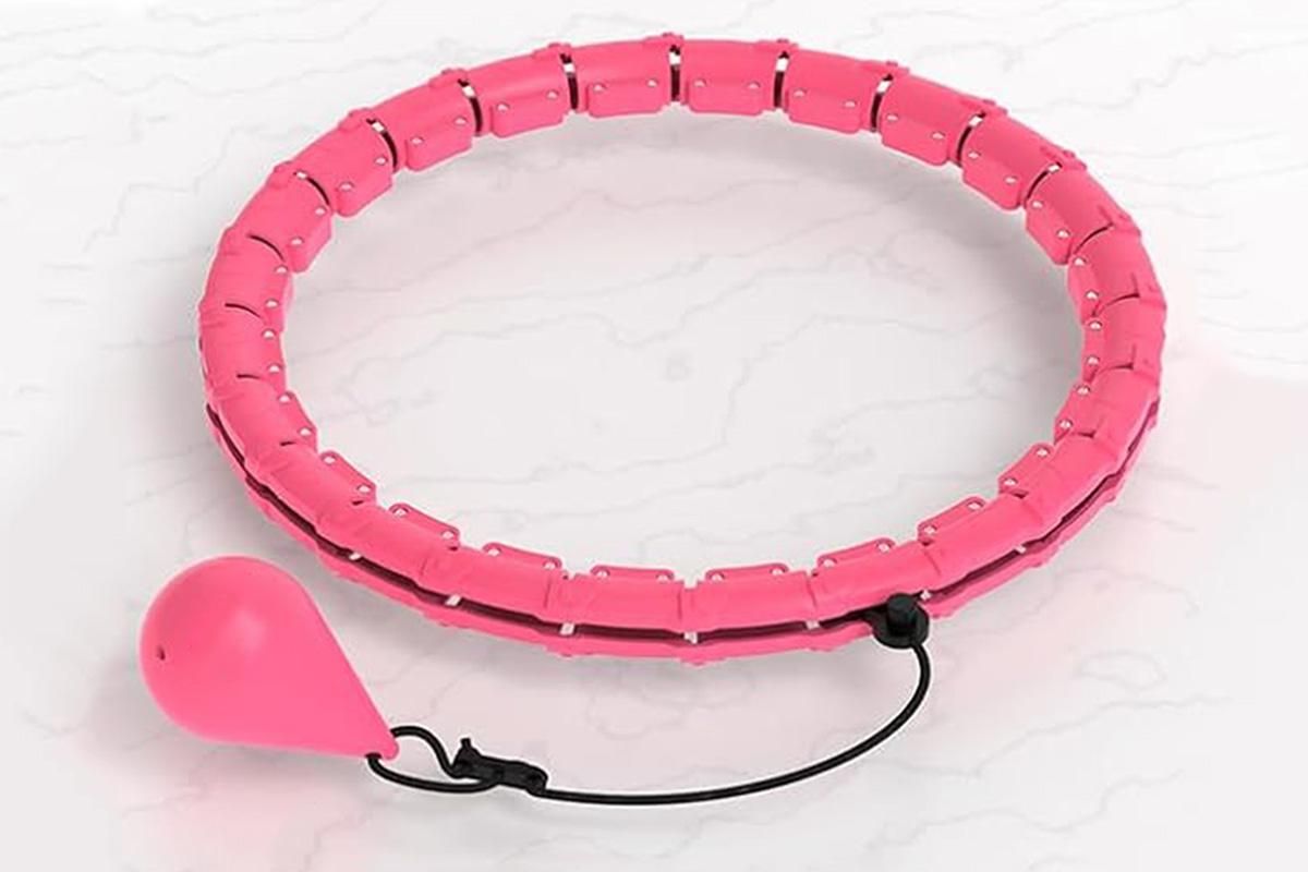 32 Section Weighted Hula Hoop with Massage Rollers - Pink - Image 5