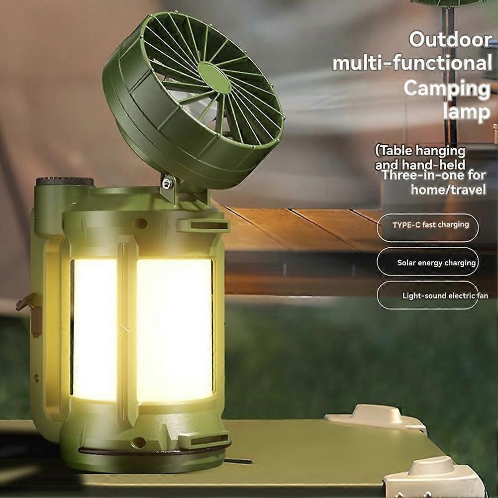 Solar Outdoor Camping Lantern with Cooling Fan Portable LED Flashlight Tent Lamp Searchlight for Outdoor Camping Hiking - Image 2