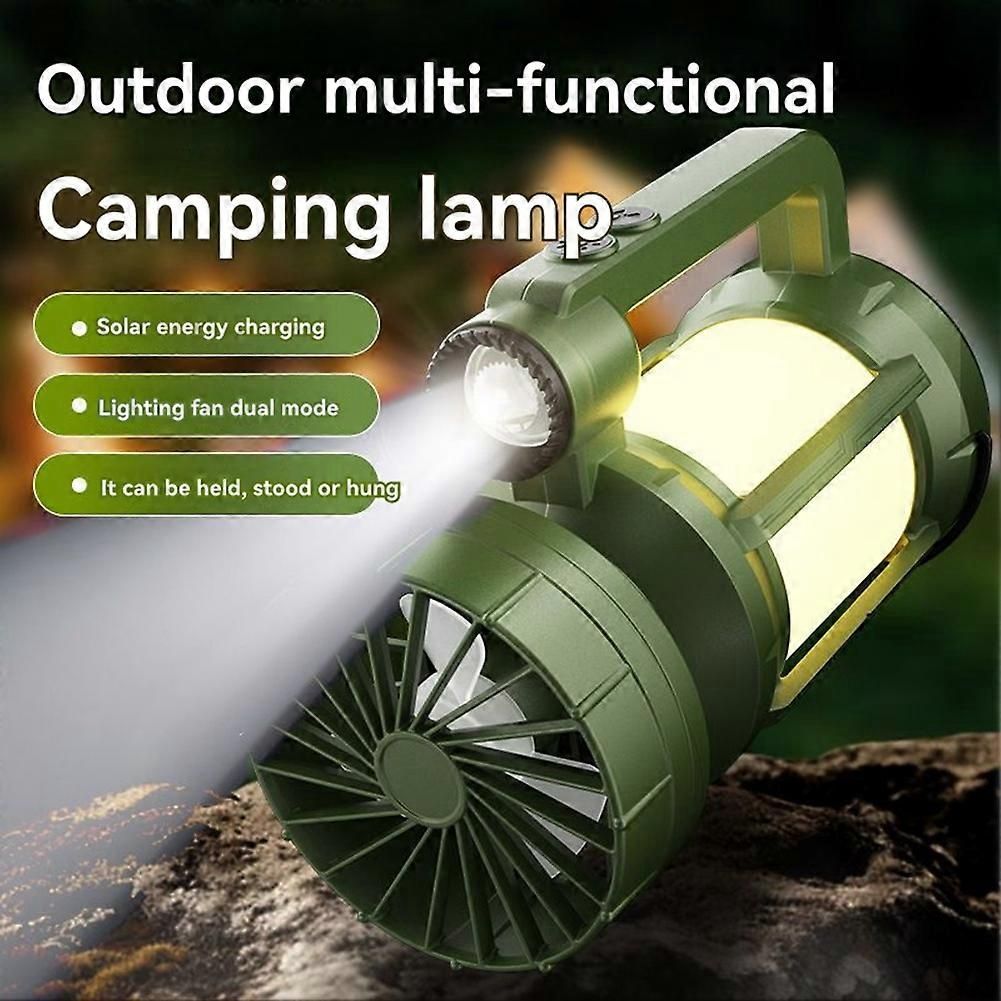 Solar Outdoor Camping Lantern with Cooling Fan Portable LED Flashlight Tent Lamp Searchlight for Outdoor Camping Hiking - Image 3