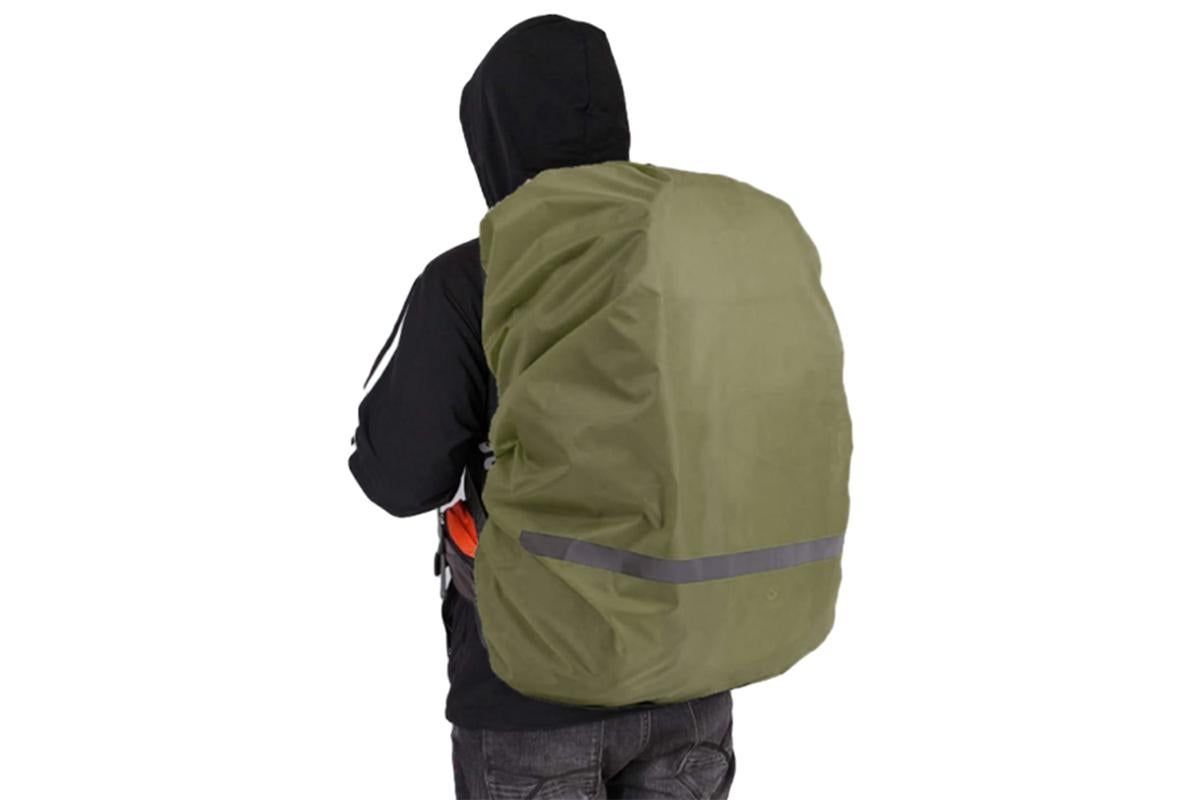 High-Visibility Backpack Rain Cover with Reflective Strip Water-Resistant Outdoor Night Travel Bag Cover -Army Green / S - Image 4