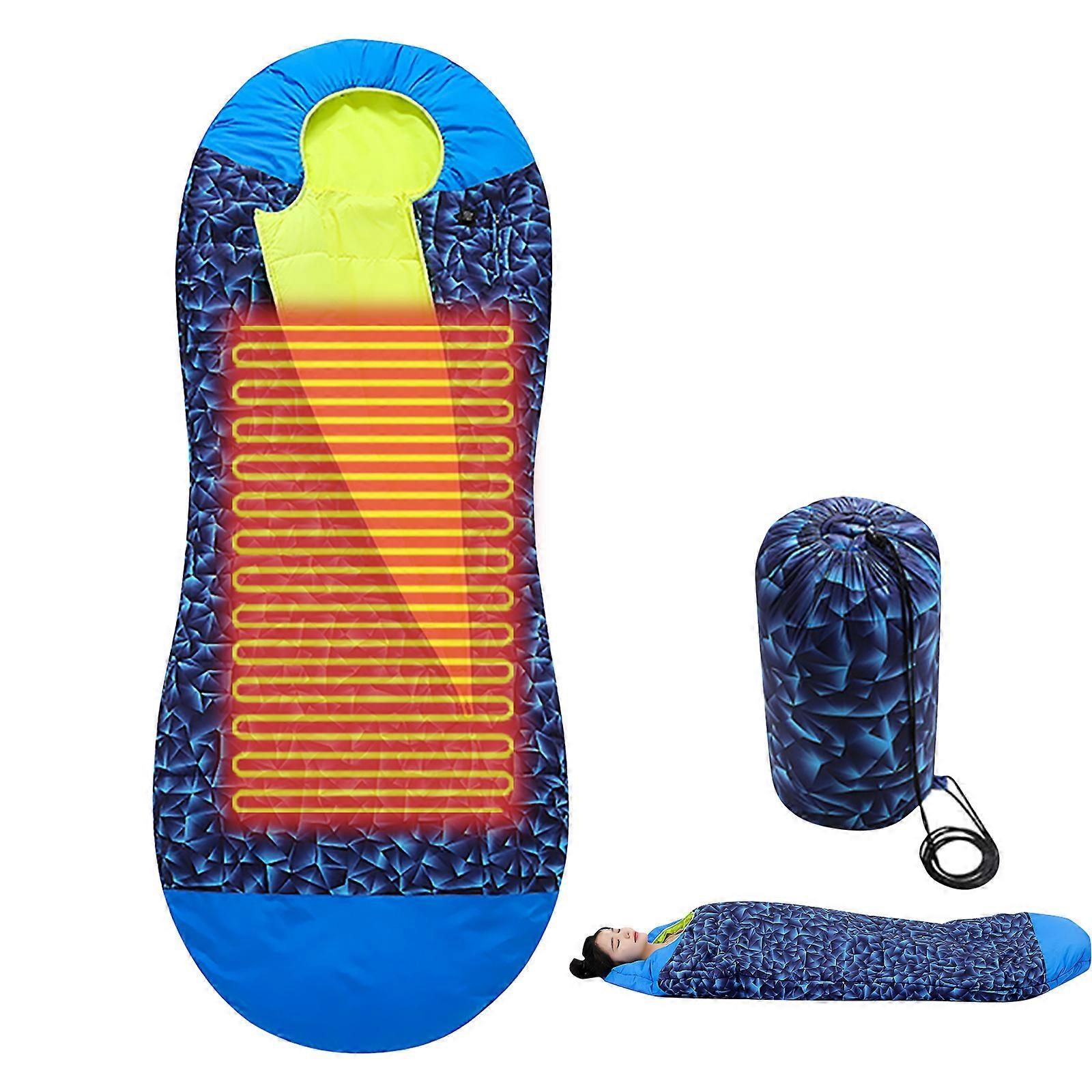 Rechargeable Heated Slumbering Bag Equipped With Flexible Neck Belt For Strengthened Warmth Camping Gear Polyester Fabric Multicolor - Image 1