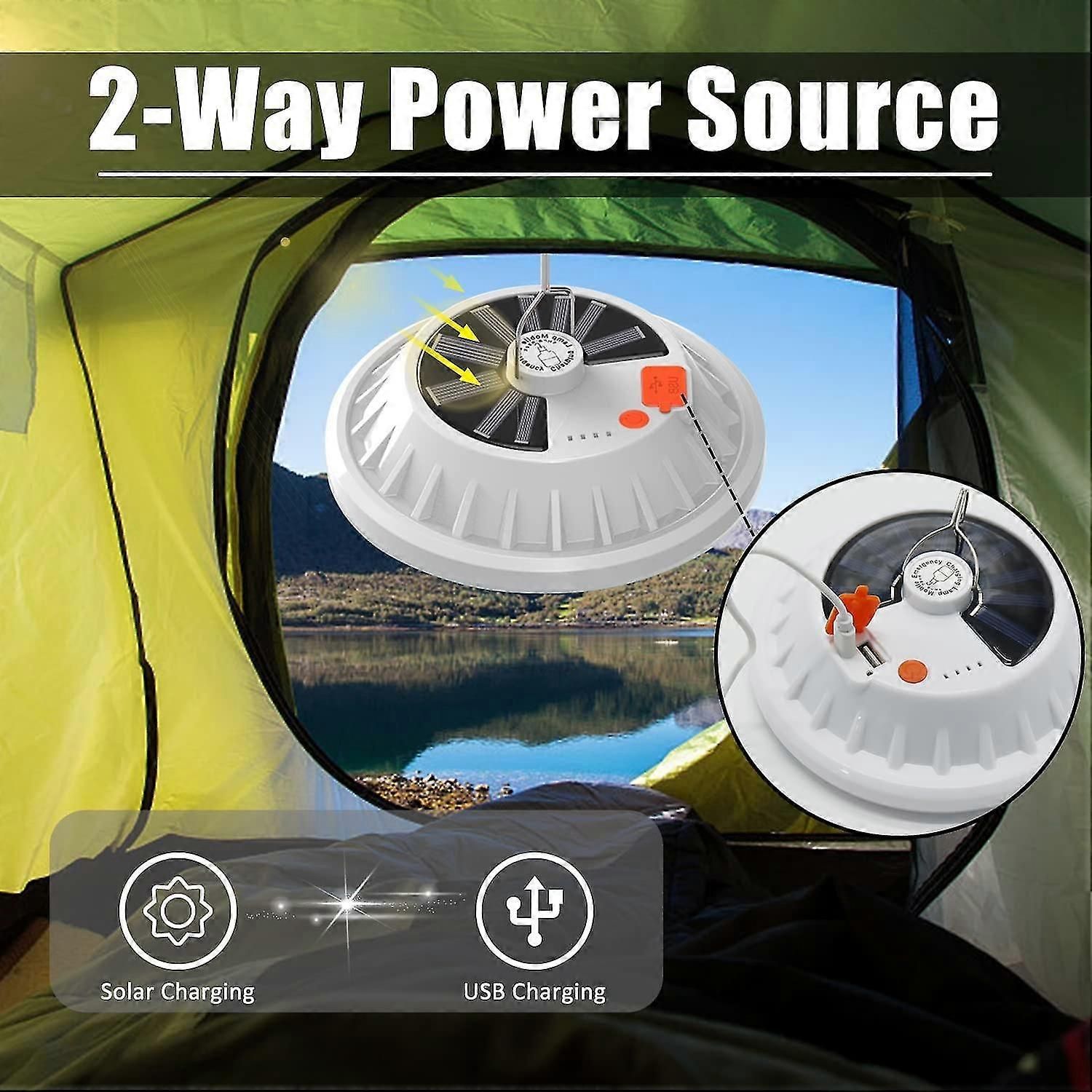 Led Solar Camping Lantern  Portable Waterproof Solar Usb Rechargeable With Remote Control Power Bank Flashlight Survival Kits For Indoor Outdoor Home - Image 3