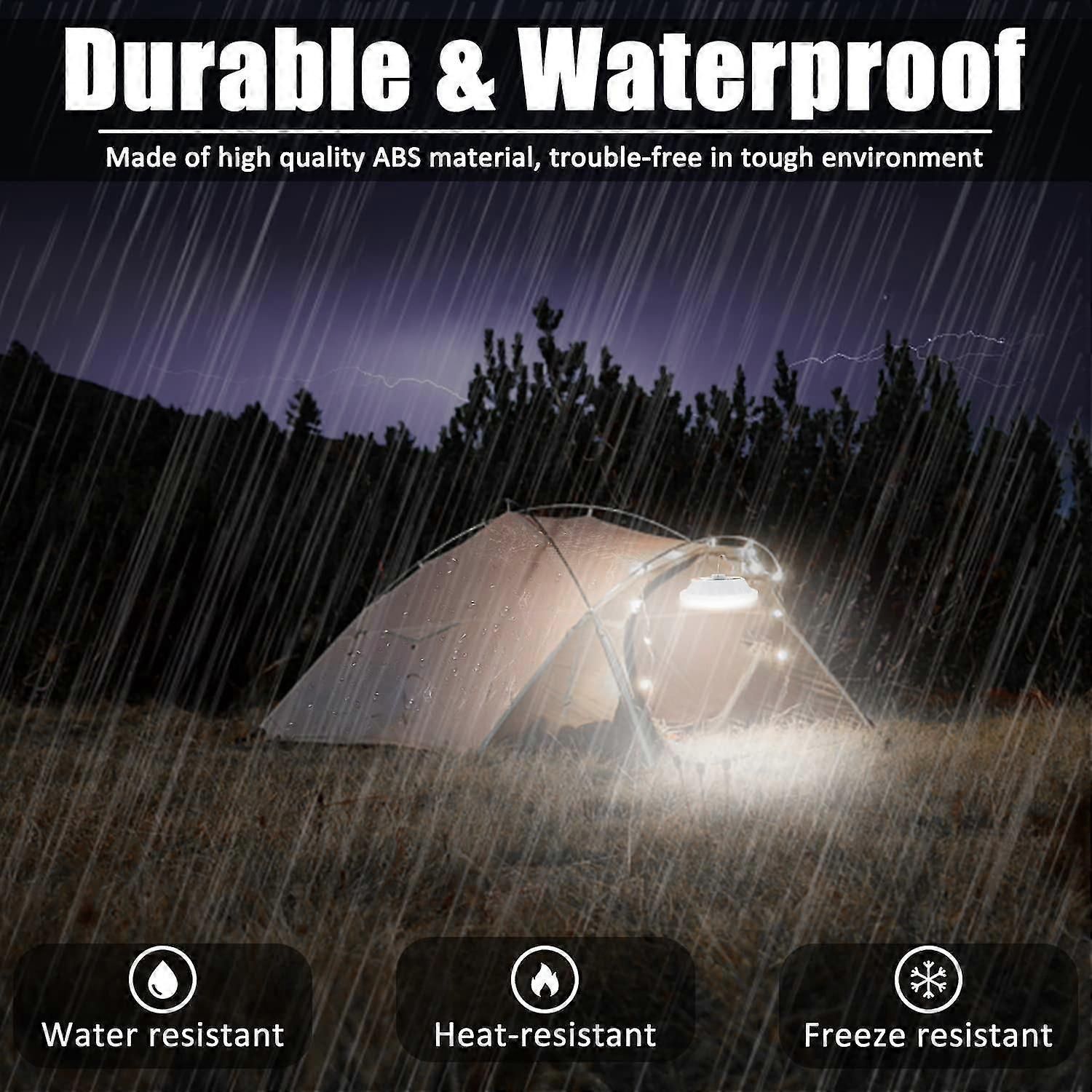 Led Solar Camping Lantern  Portable Waterproof Solar Usb Rechargeable With Remote Control Power Bank Flashlight Survival Kits For Indoor Outdoor Home - Image 5