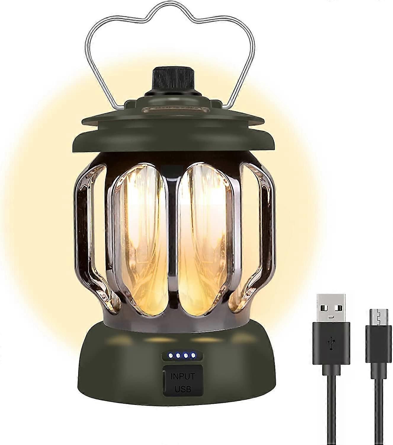 Led Camping Lantern,rechargeable Retro Dimmable Camping Light Waterproof Tent Light For Power Outages Hiking Emergency Fishing - Black - Image 1