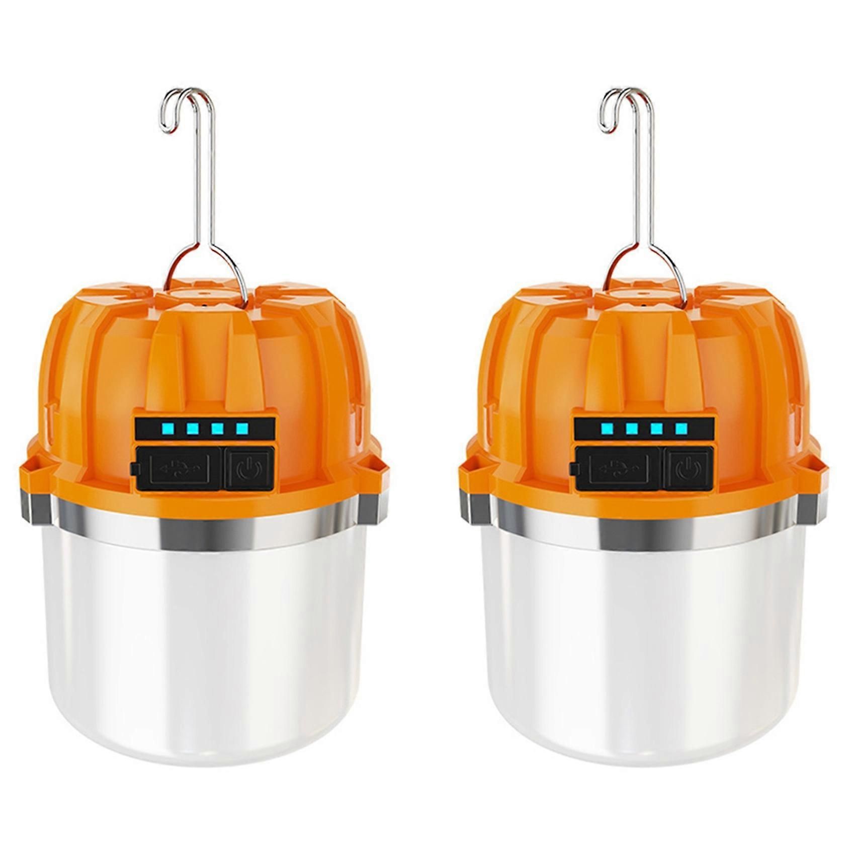 2pcs USB Rechargeable LED Camping Lights Outdoor Camping BBQ Tents Hanging Lantern Emergency Power Bank - Image 1