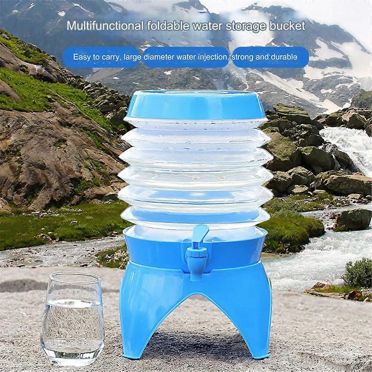 Outdoor Foldable Water Container Camping Folding Water Bucket 7.5L - Image 2
