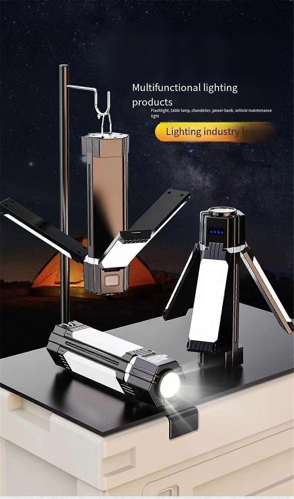Rechargeable Camping Lantern 1500mAH Waterproof Foldable LED Lamp with 3 Modes for Tent Hanging Black - Image 3