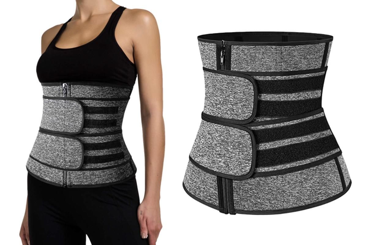 Sweat Waist Trainer for Women Sauna Sweat Belt Slim Body Shaper Corset - Grey & M - Image 8