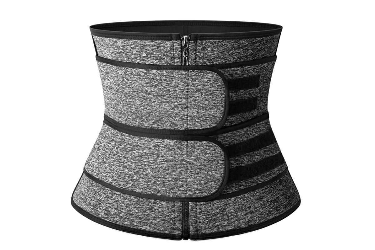 Sweat Waist Trainer for Women Sauna Sweat Belt Slim Body Shaper Corset - Grey & L - Image 3