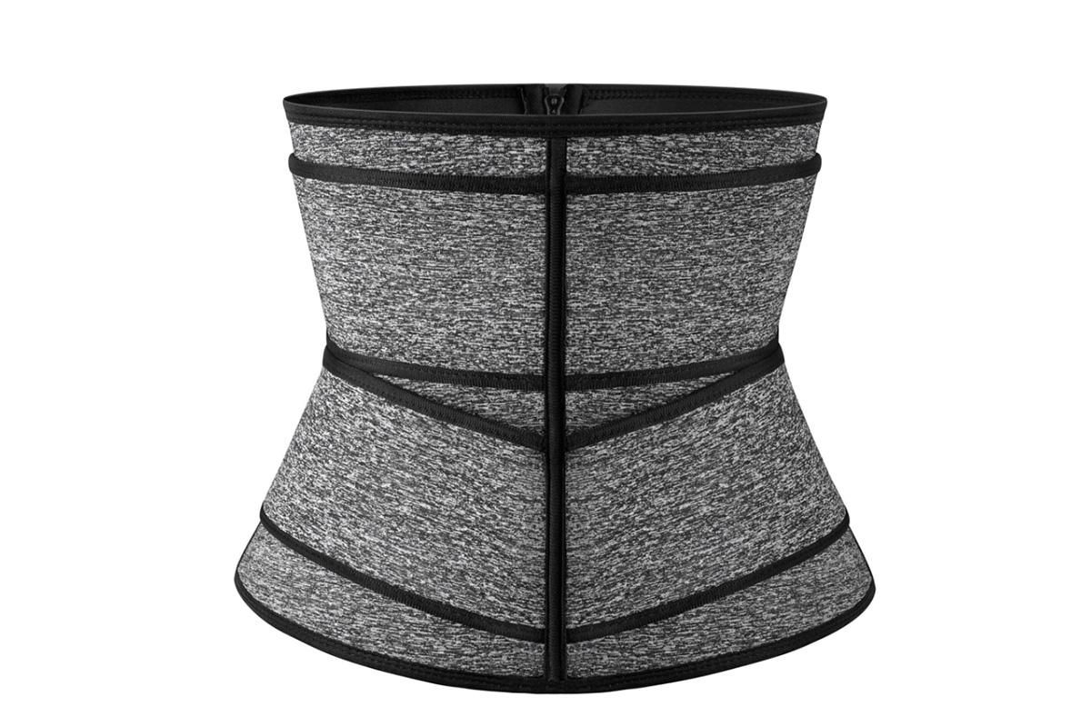 Sweat Waist Trainer for Women Sauna Sweat Belt Slim Body Shaper Corset - Grey & L - Image 4