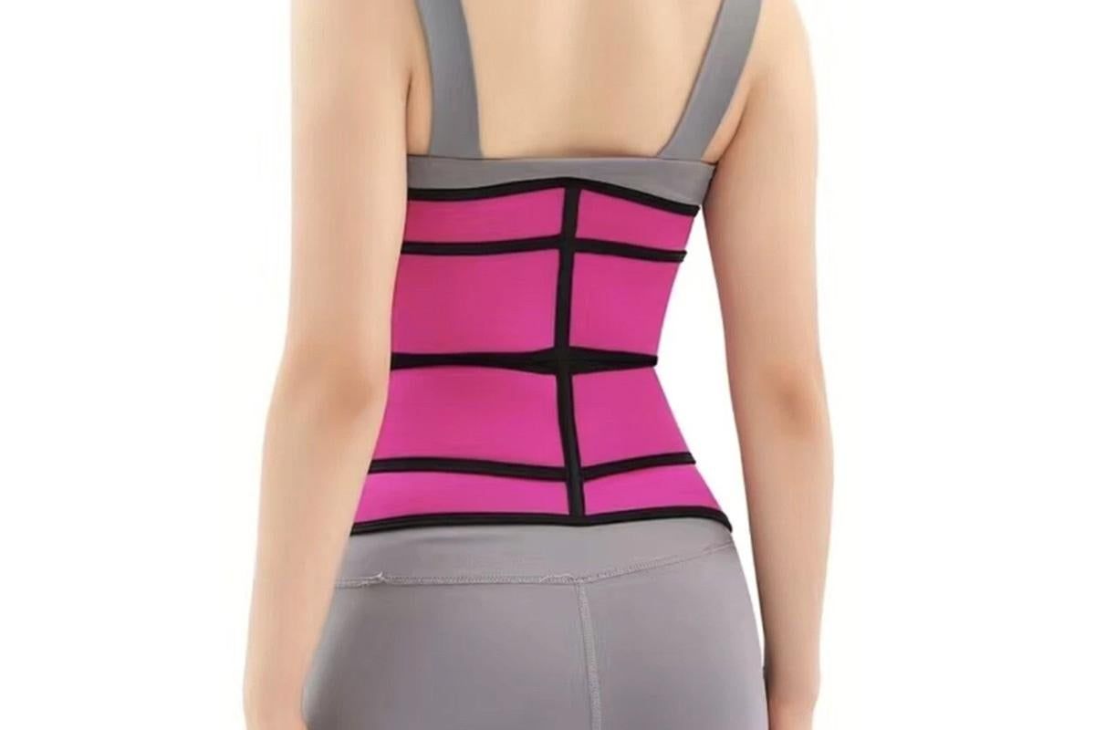 Sweat Waist Trainer for Women Sauna Sweat Belt Slim Body Shaper Corset - Magenta & M - Image 4