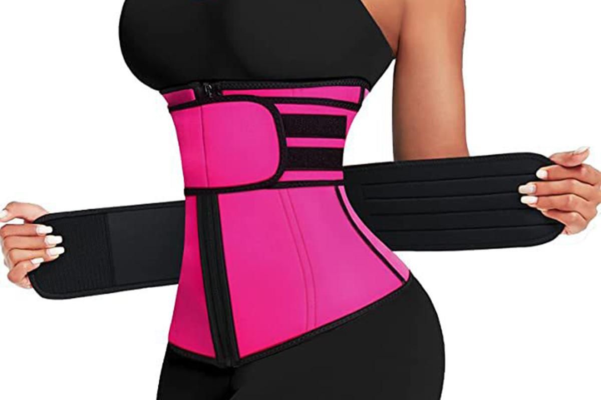 Sweat Waist Trainer for Women Sauna Sweat Belt Slim Body Shaper Corset - Magenta & L - Image 1