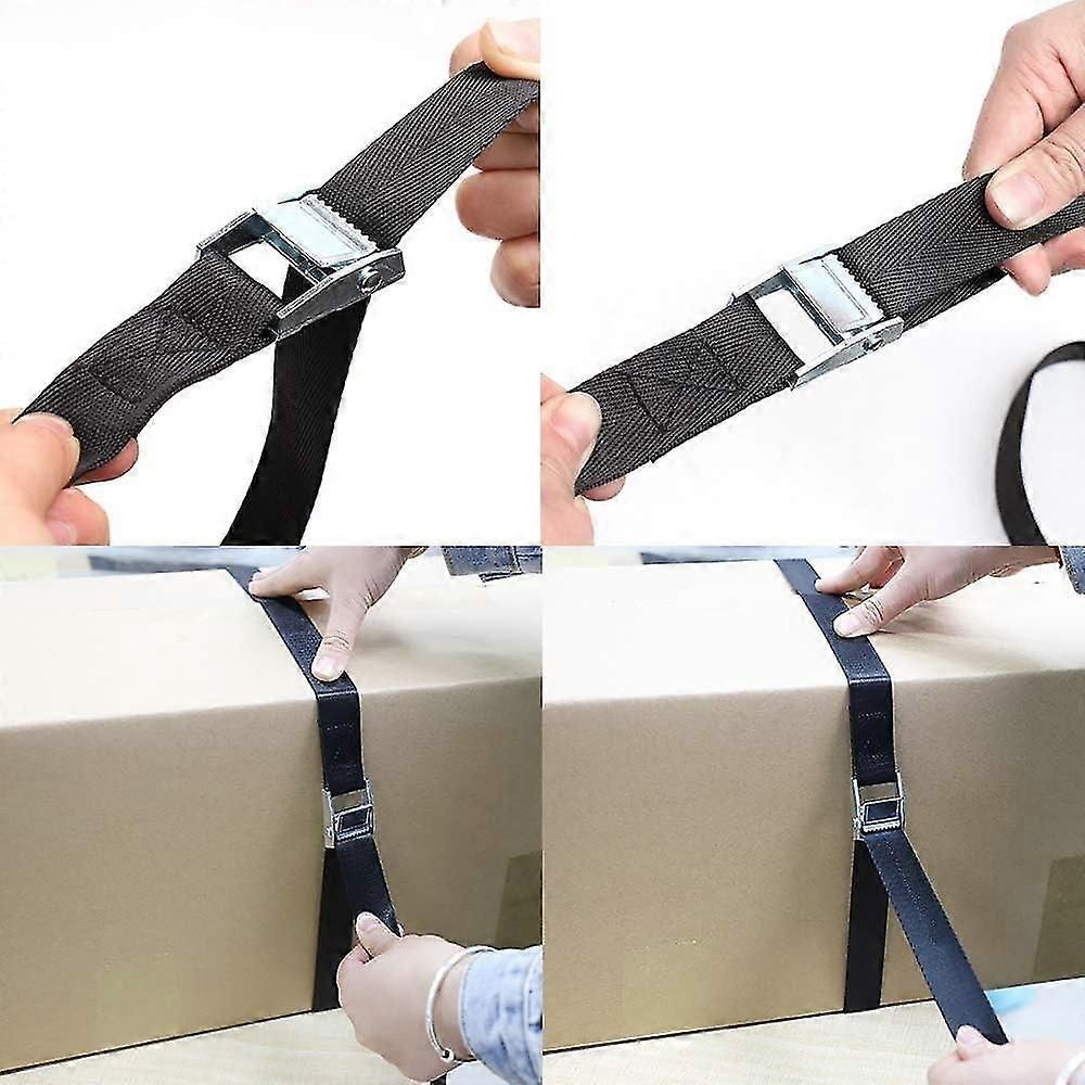 6 Pack Black Nylon Tie Down Straps with Zinc Alloy Lock (Black, 2m x 25mm) - Image 5