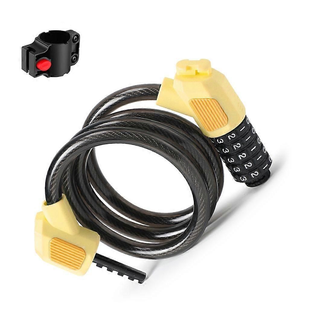 Bike Lock Cable 5Digits Resettable Combination Cable Lock, Bicycles Code Lock - Yellow - Image 1
