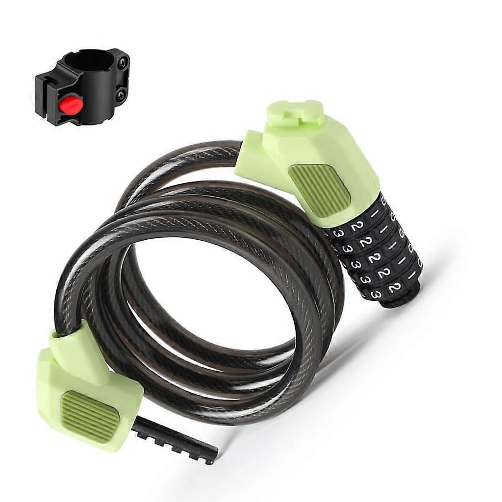 Bike Lock Cable 5Digits Resettable Combination Cable Lock, Bicycles Code Lock - Green - Image 1
