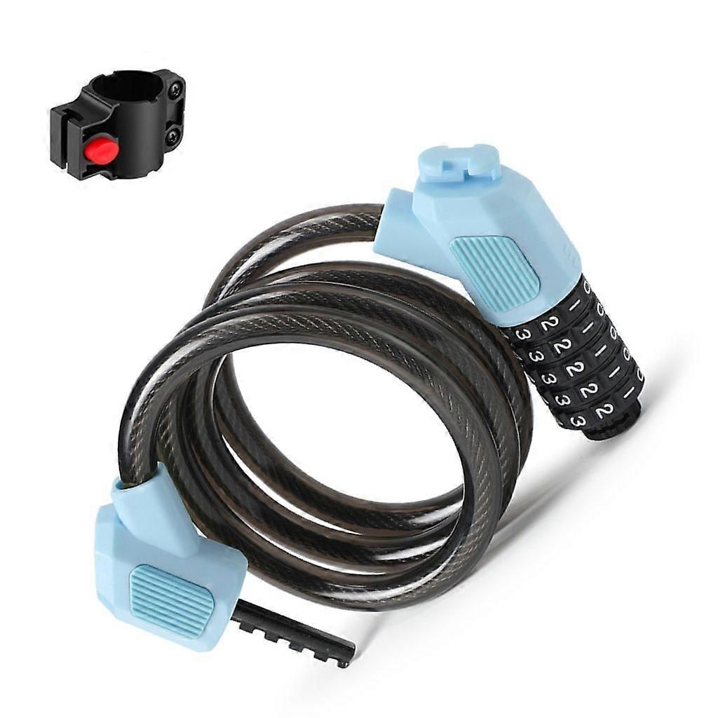 Bike Lock Cable 5Digits Resettable Combination Cable Lock, Bicycles Code Lock - Blue - Image 1