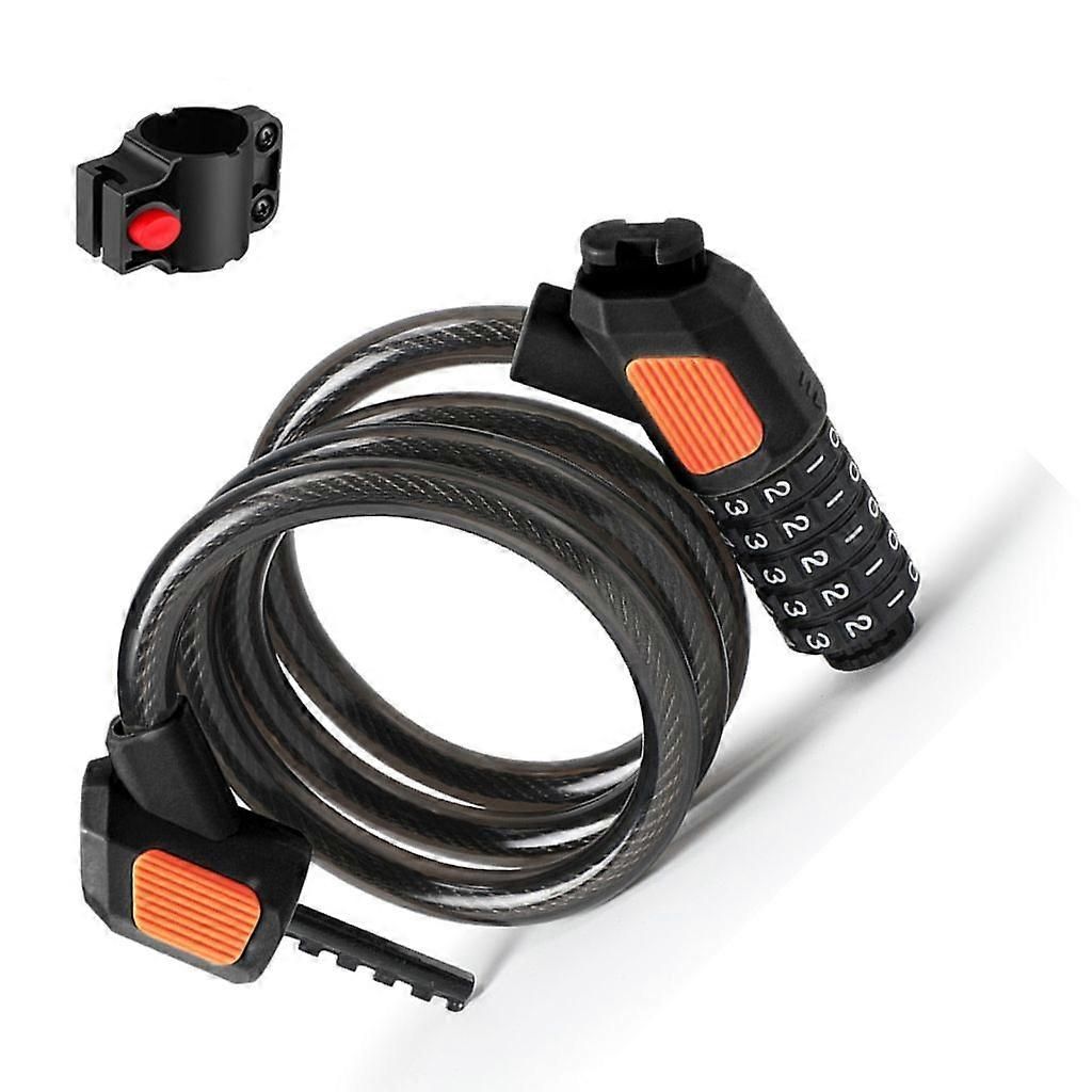 Bike Lock Cable 5Digits Resettable Combination Cable Lock, Bicycles Code Lock - Black - Image 1