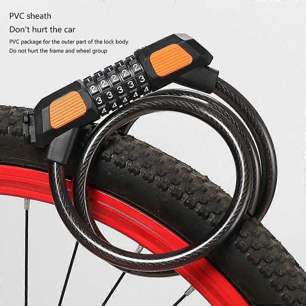 Bike Lock Cable 5Digits Resettable Combination Cable Lock, Bicycles Code Lock - Black - Image 4