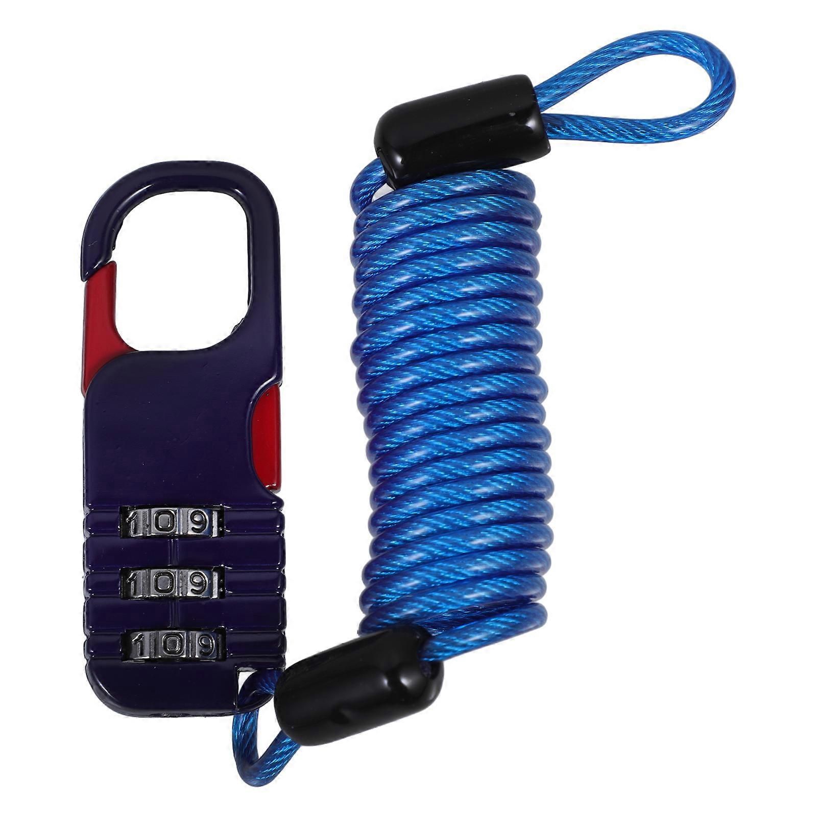 Password Lock for Bike Bicycle Wire Lock for Daily Use Blue - Image 1