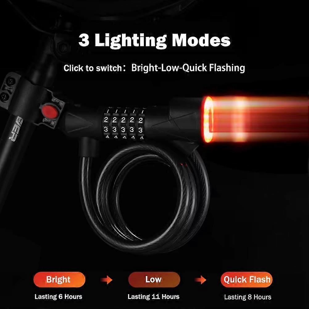 Bicycle Lock with Light 5 Digit Security Password Bike Lock Green - Image 4
