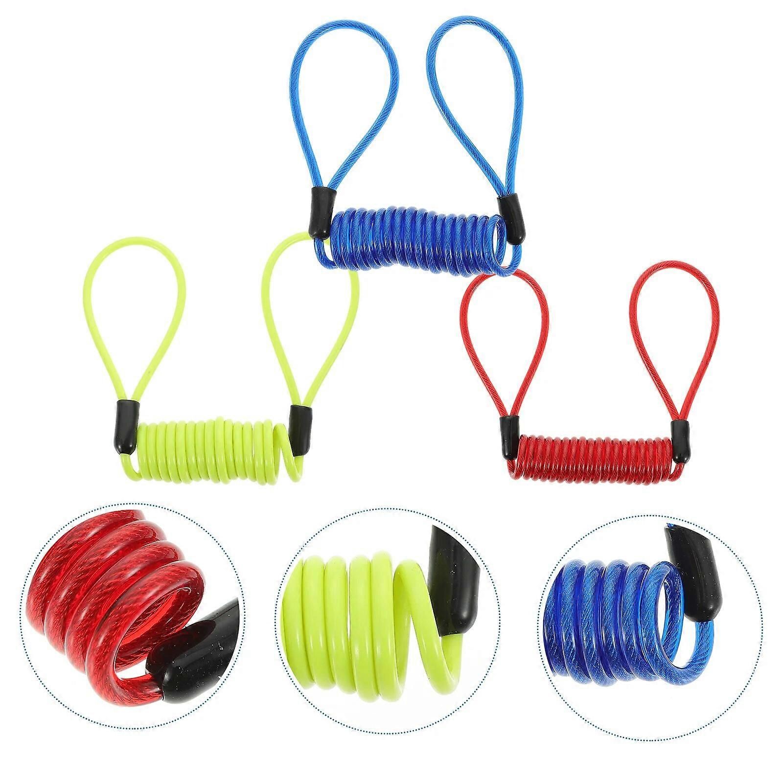 3 Pcs Bicycle Lock Cable Disc Lock Reminder Motorcycle Bike Bicycle Cable Spring Antitheft Protection Handlebar Alarm Wire - Image 2