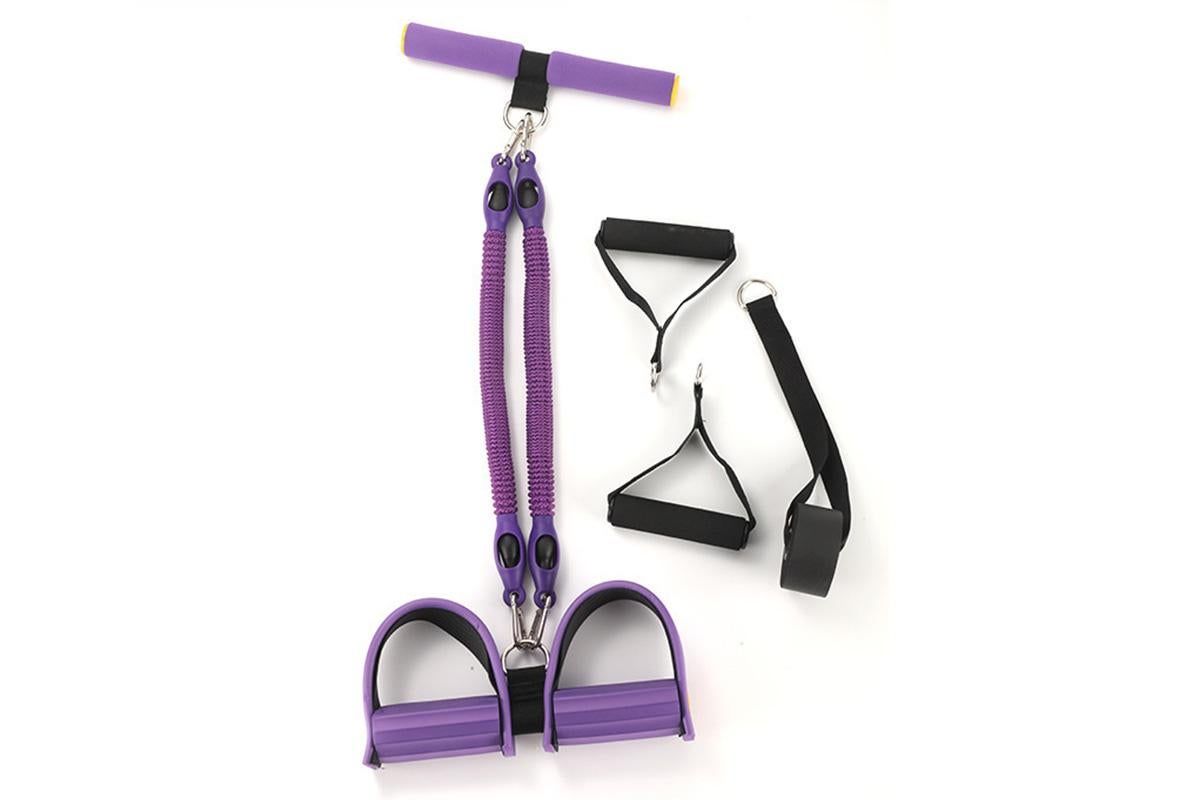 1 Set 4-in-1 Resistance Band Pedal Puller for Sit-Up Home Gym Yoga Pilates - 2 Tubes - Image 2