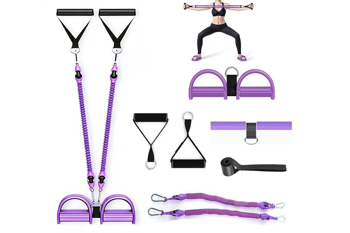 1 Set 4-in-1 Resistance Band Pedal Puller for Sit-Up Home Gym Yoga Pilates - 3 Tubes - Image 6