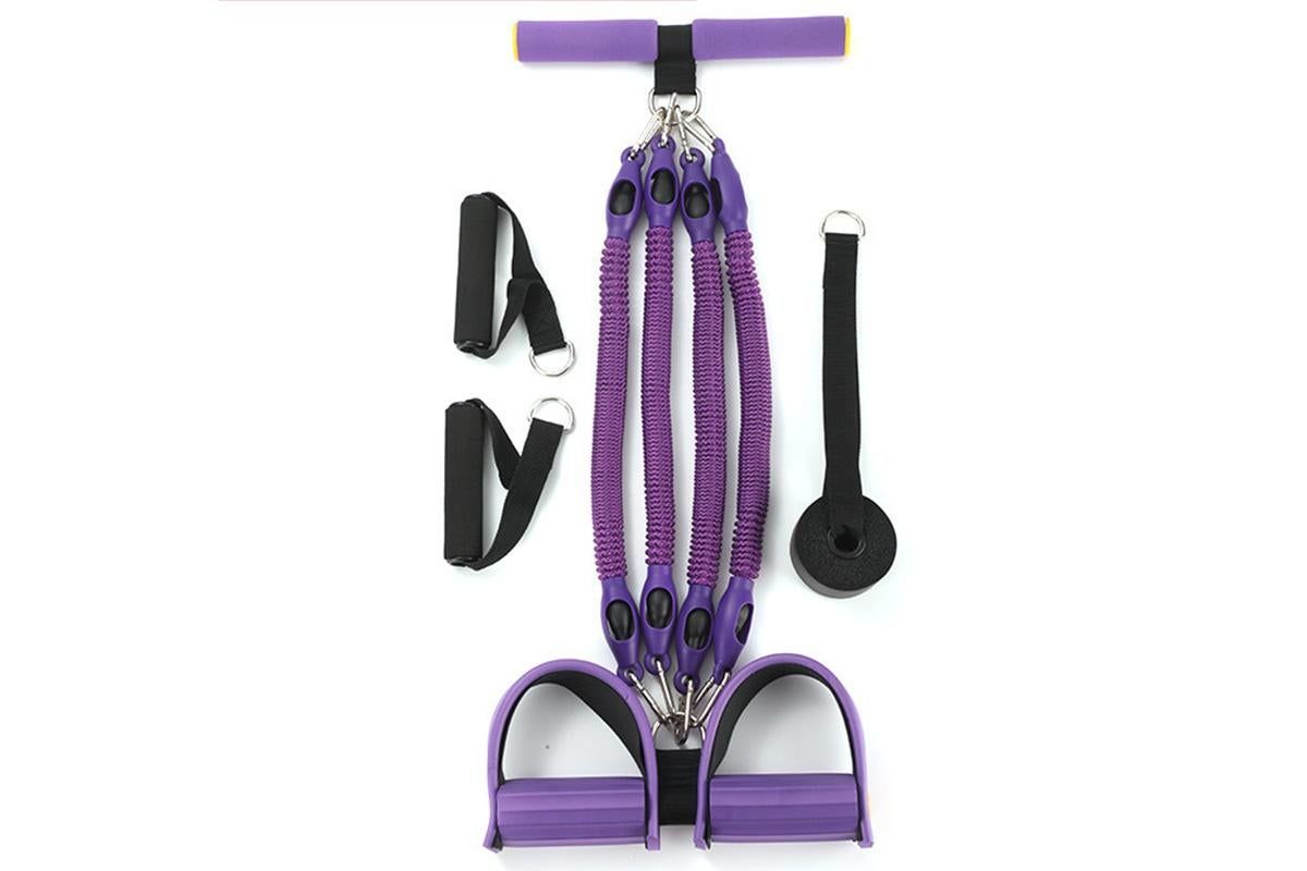 1 Set 4-in-1 Resistance Band Pedal Puller for Sit-Up Home Gym Yoga Pilates - 4 Tubes - Image 2