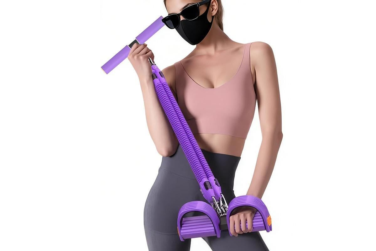 1 Set 4-in-1 Resistance Band Pedal Puller for Sit-Up Home Gym Yoga Pilates - 4 Tubes - Image 3