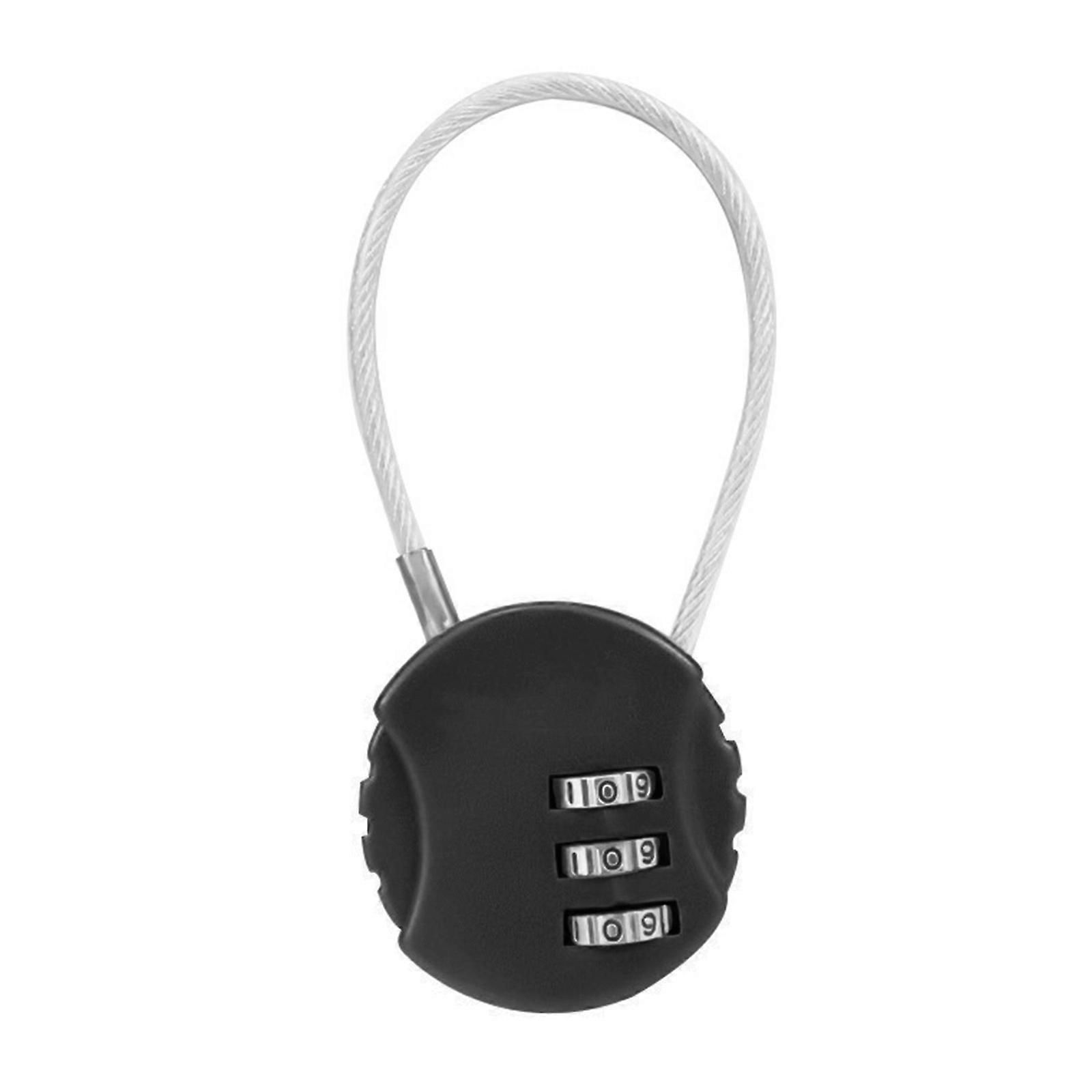 Resettable Travel Cable Lock 3Digit Helmet Lock Multipurpose Electric Bicycle Lock Suitcase Luggage Lock Code Lock Cable -Black - Image 1