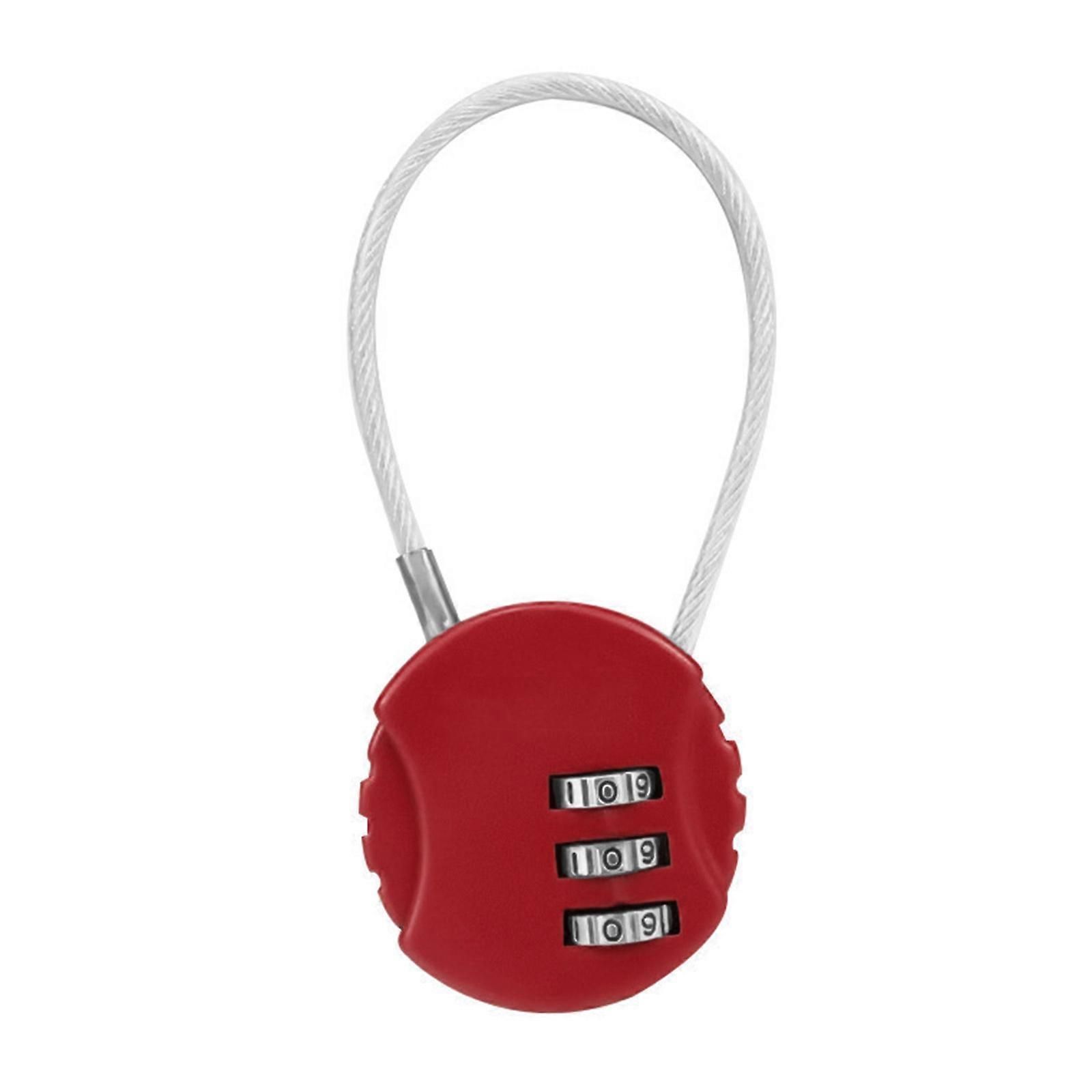 Resettable Travel Cable Lock 3Digit Helmet Lock Multipurpose Electric Bicycle Lock Suitcase Luggage Lock Code Lock Cable -Red - Image 1