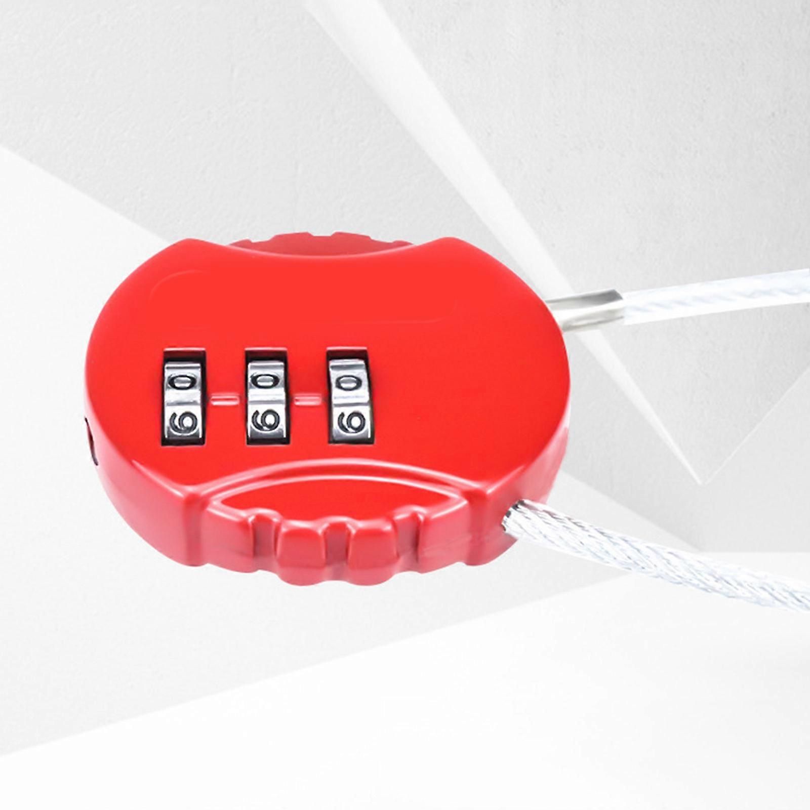Resettable Travel Cable Lock 3Digit Helmet Lock Multipurpose Electric Bicycle Lock Suitcase Luggage Lock Code Lock Cable -Red - Image 5