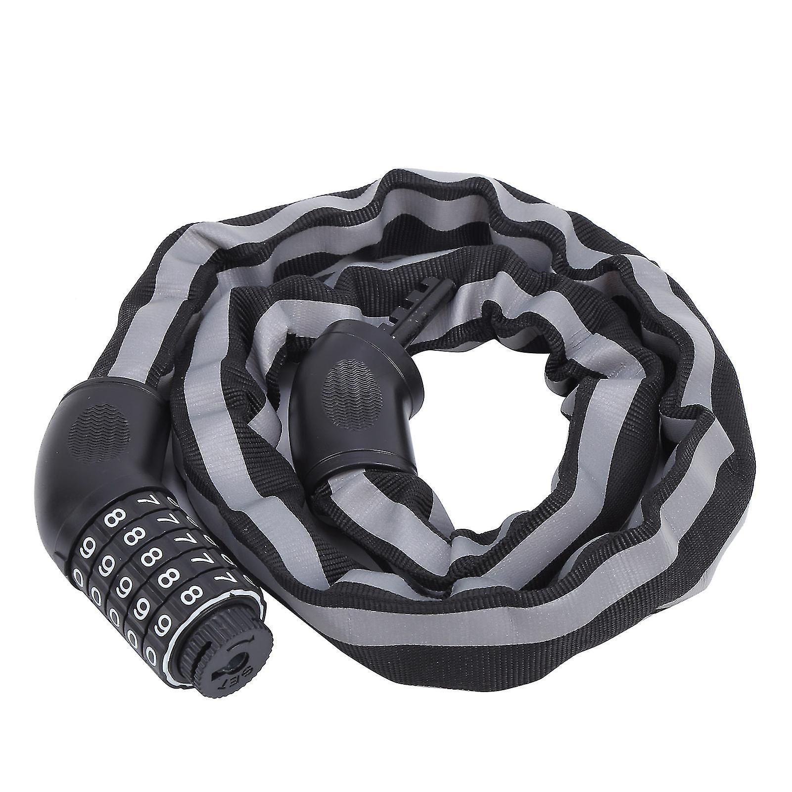 Reflective Black Keyless Bike Antitheft Coded Lock - Five Password Bicycle Cable Lock - Image 1