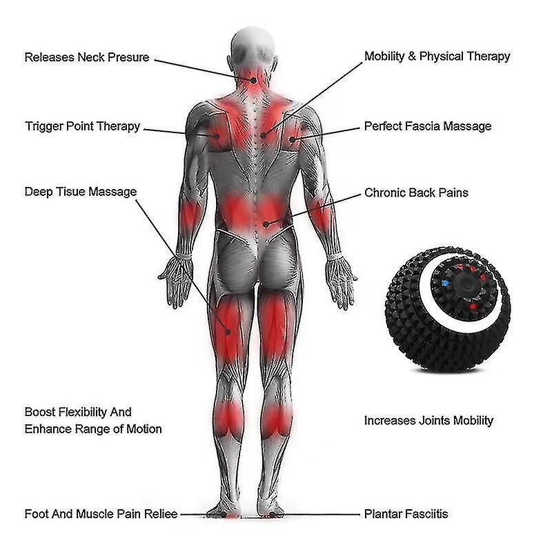 Massage Ball Electric Massage Ball Fascia Ball Self-massage Training - Black - Image 3