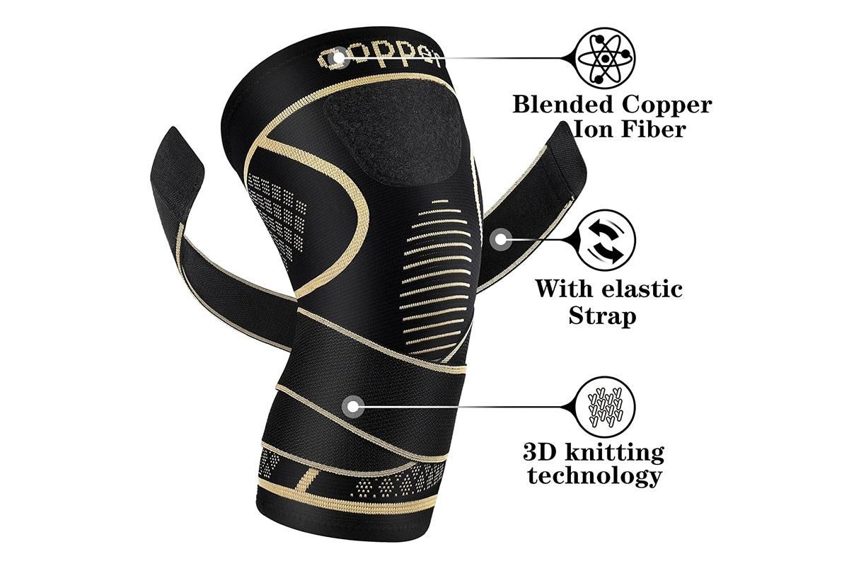 2 Pack Copper Knee Braces with Strap for Knee Pain Women Men Knee Support - XL - Image 3