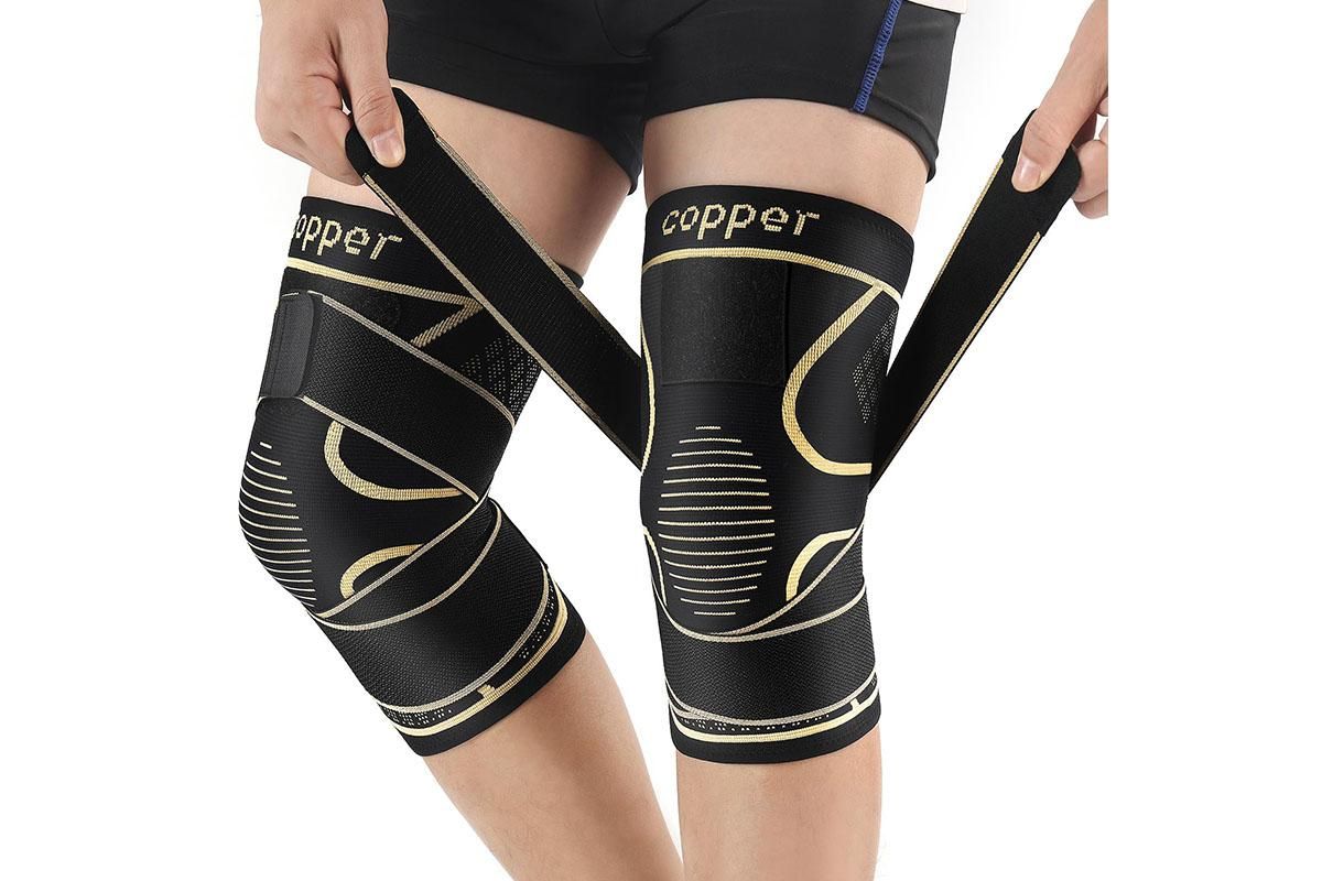 2 Pack Copper Knee Braces with Strap for Knee Pain Women Men Knee Support - XXL - Image 6