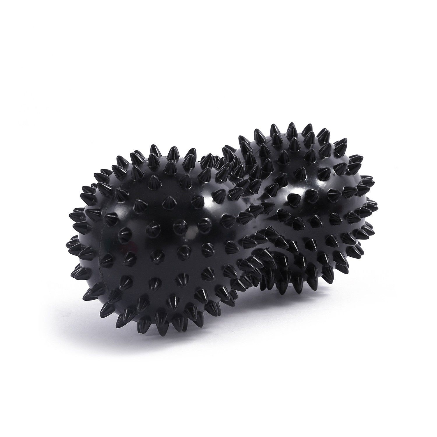 Spiky Peanut Massage Ball Deep Tissue Muscle Roller PVC Foot Massage Ball for Myofascial Release Trigger Point Therapy Yoga Fitness - Black - Image 1