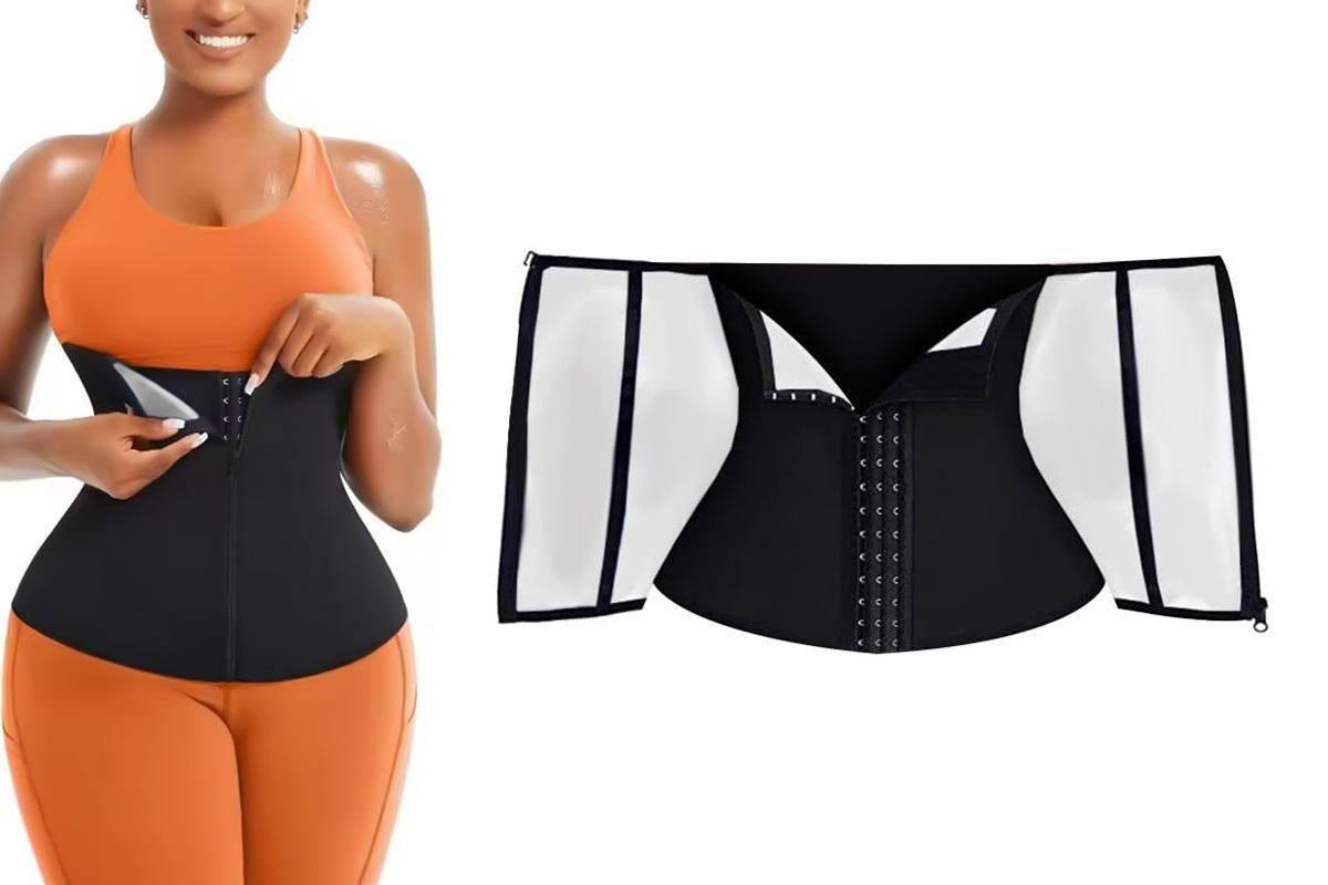 Women's Workout Waist Trainer - 3-Row Hook & Zip Slimming Belt for Yoga & Fitness - Silver & M - Image 3