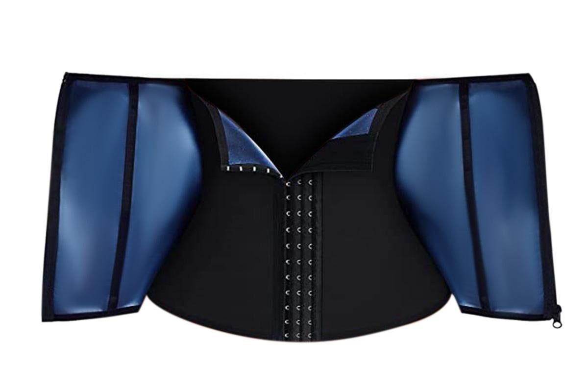 Women's Workout Waist Trainer - 3-Row Hook & Zip Slimming Belt for Yoga & Fitness - Blue & M - Image 2