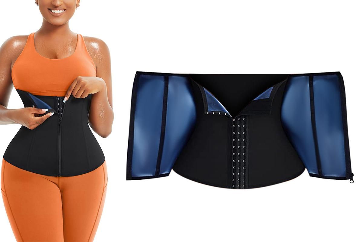 Women's Workout Waist Trainer - 3-Row Hook & Zip Slimming Belt for Yoga & Fitness - Blue & M - Image 4