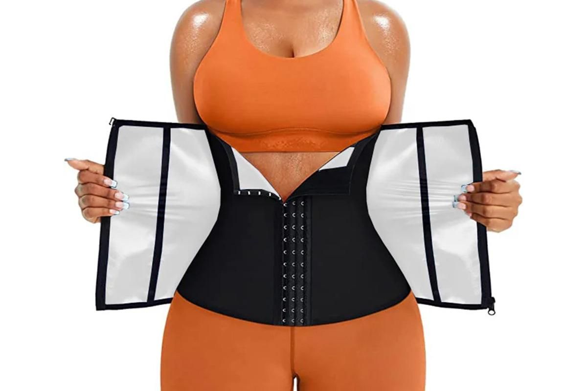 Women's Workout Waist Trainer - 3-Row Hook & Zip Slimming Belt for Yoga & Fitness - Blue & XXL - Image 8