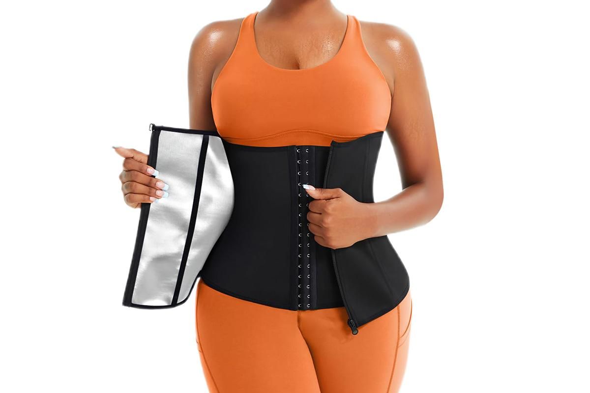 Women's Workout Waist Trainer - 3-Row Hook & Zip Slimming Belt for Yoga & Fitness - Silver & XL - Image 5